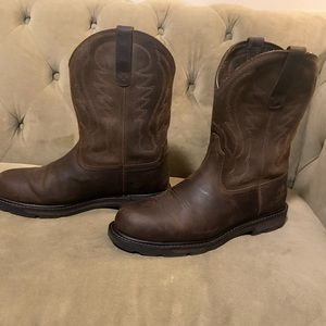 Men’s steel toe leather artist cowboy style work boots size 12 EE